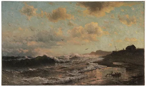 Early Morning Rough Seas by Mauritz de Haas, oil on canvas, sold Nov 2015