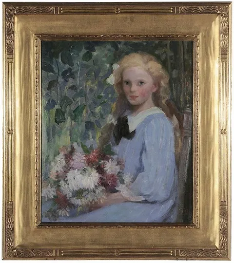 Girl with Flowers by Pauline Palmer, oil on canvas, sold Nov 2015