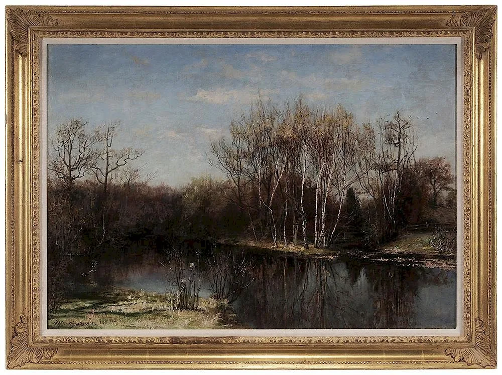 Pond Reflection by Robert Ward Van Boskerck, 1883, oil on canvas, sold Nov 2015