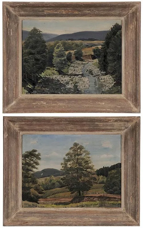 Stanley Bate, A pair of landscapes, oil on canvas board