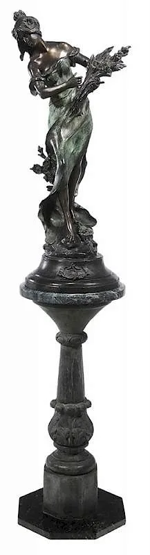 Untitled by Auguste Moreau, patinated bronze with green marble base, sold Nov 2015