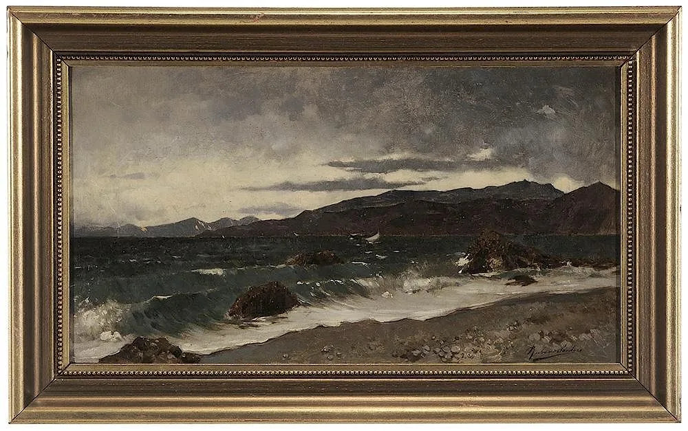 Coastal View by Rubens Santoro, oil on canvas, sold Nov 2015