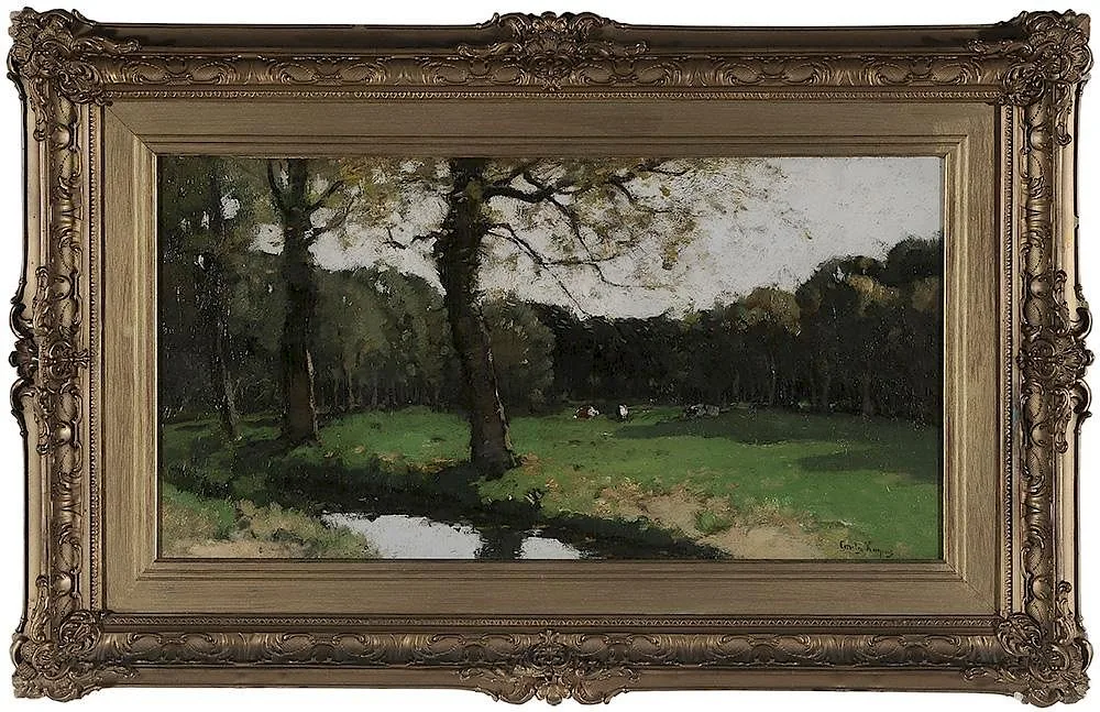 Cows Resting in a Woodland Clearing by Cornelis Kuypers, oil on canvas, sold Nov 2015