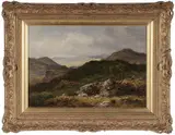 Benjamin Williams Leader, Highland Landscape with Shepherd, Dog and Sheep
