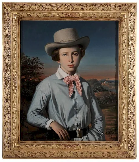 Emmanuel Joseph Lauret, Young Boy Standing in an Algerian Landscape, oil on canvas