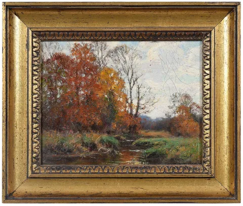 William Merritt Post, Autumn Stream, oil on canvas