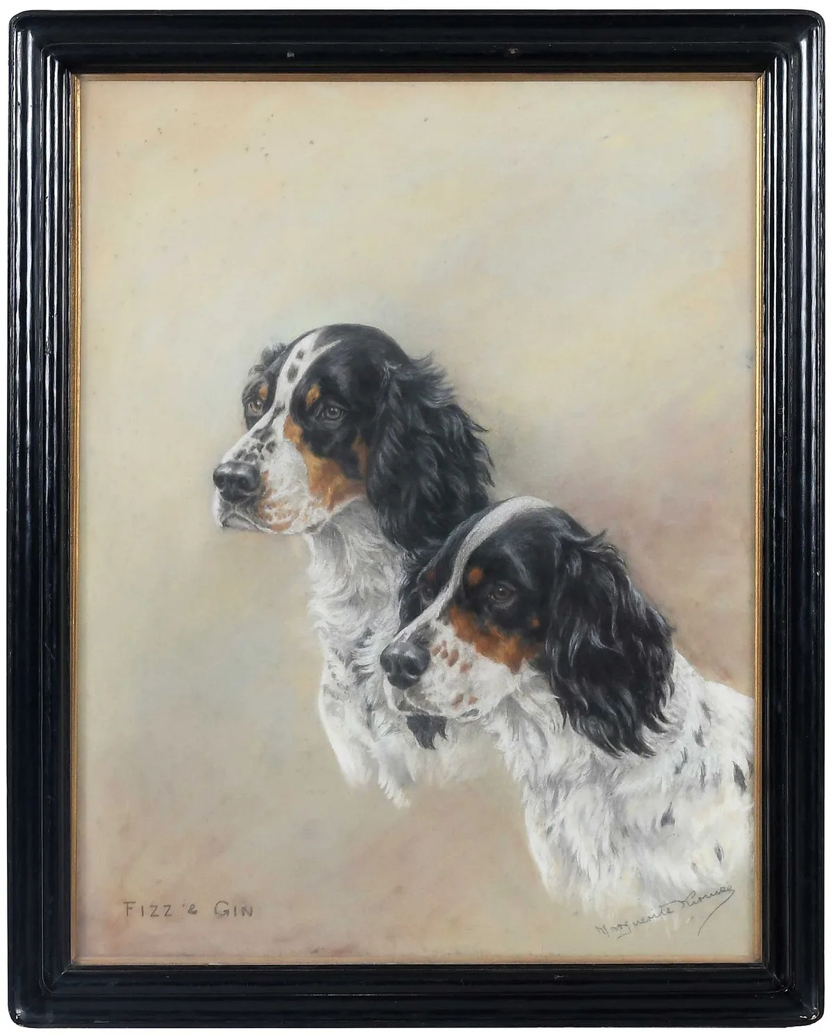Marguerite Kirmse, Two Spaniels, pastel on paper