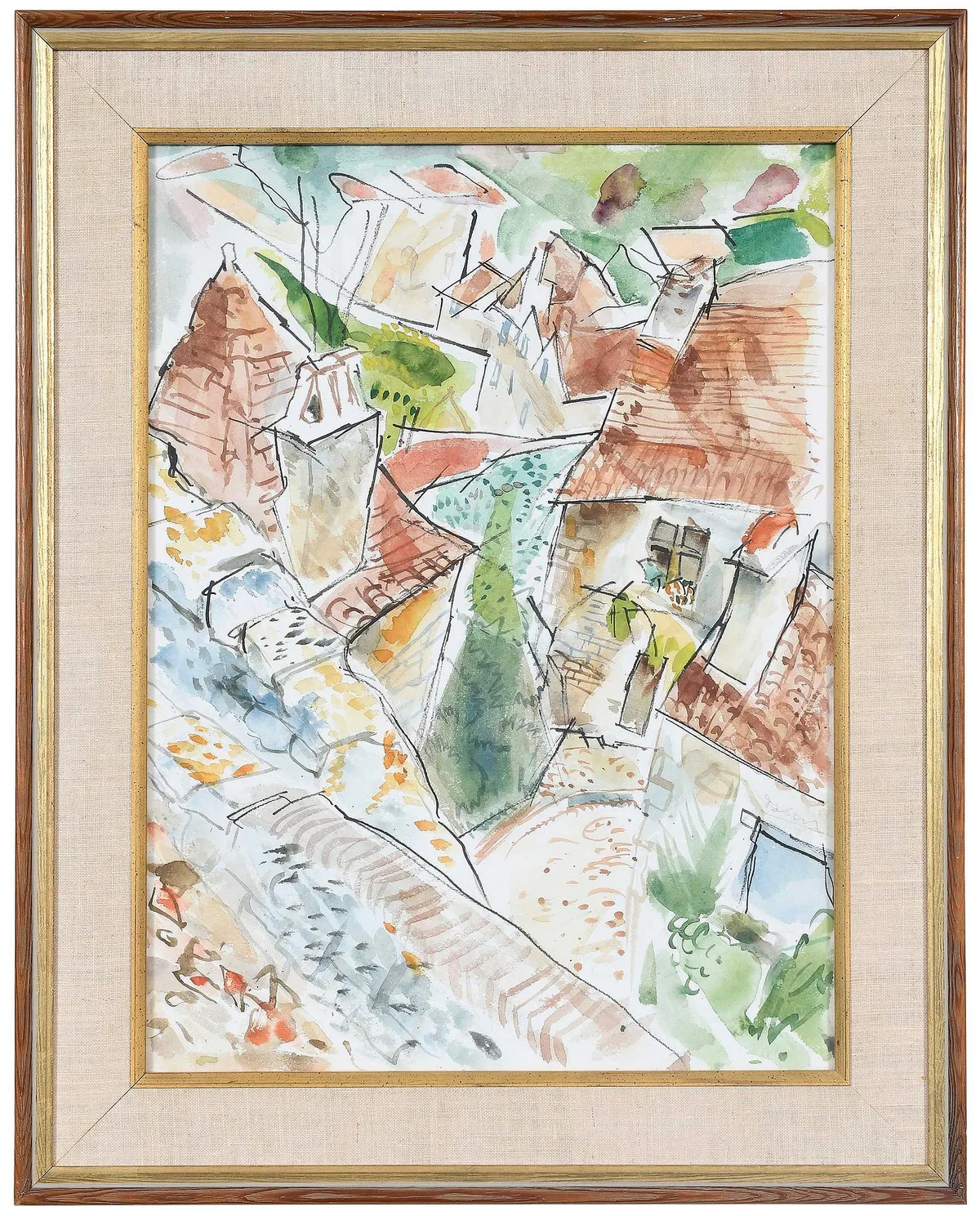 Pierre Francis Daura, Springtime Village, not visibly signed, watercolor on paper