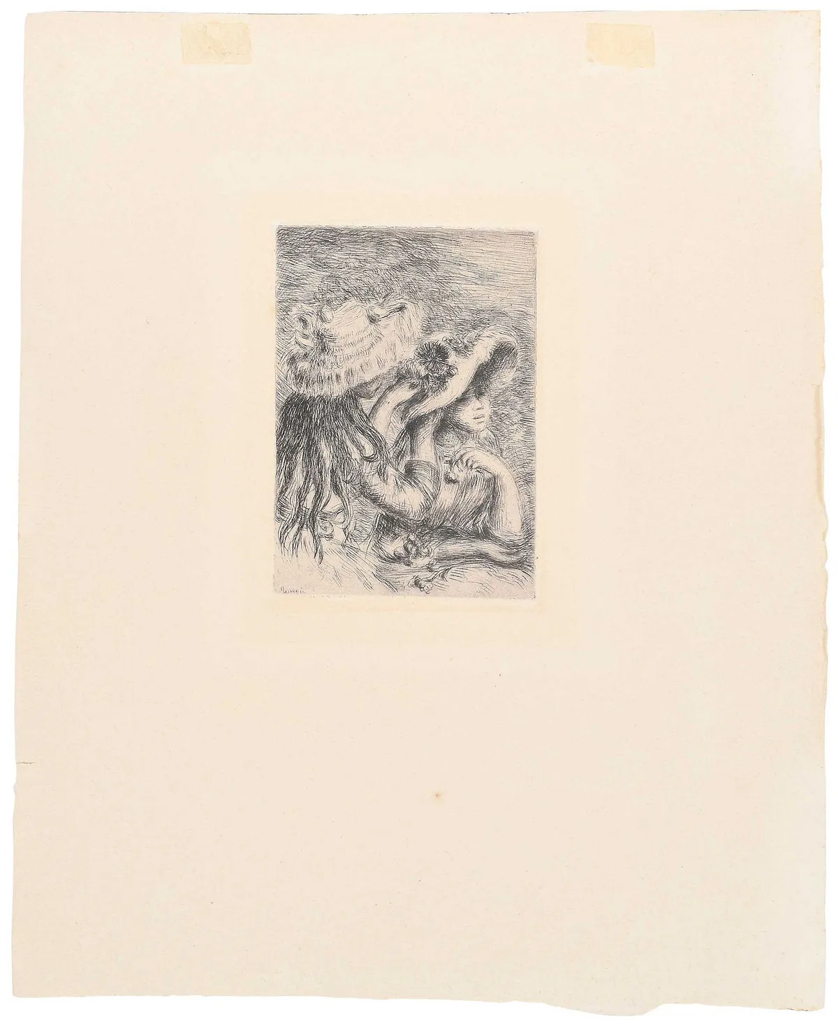 Pierre-Auguste Renoir Etching, Chapeau epingle, (la Fille de Berthe Morisot et sa Cousine), 1894, etching on cream laid paper