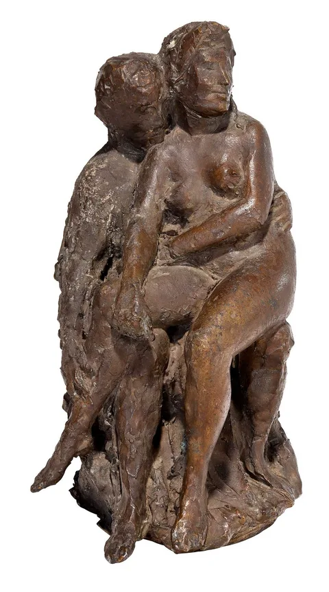 Giacomo Manzù, Autoritratto con la modella, circa 1943-1946, patinated bronze