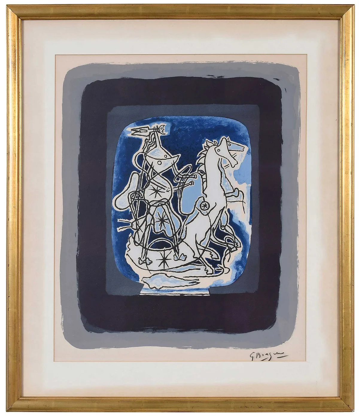 Helios V by Georges Braque, 1948, colored lithograph on Arches paper, sold Oct 2025