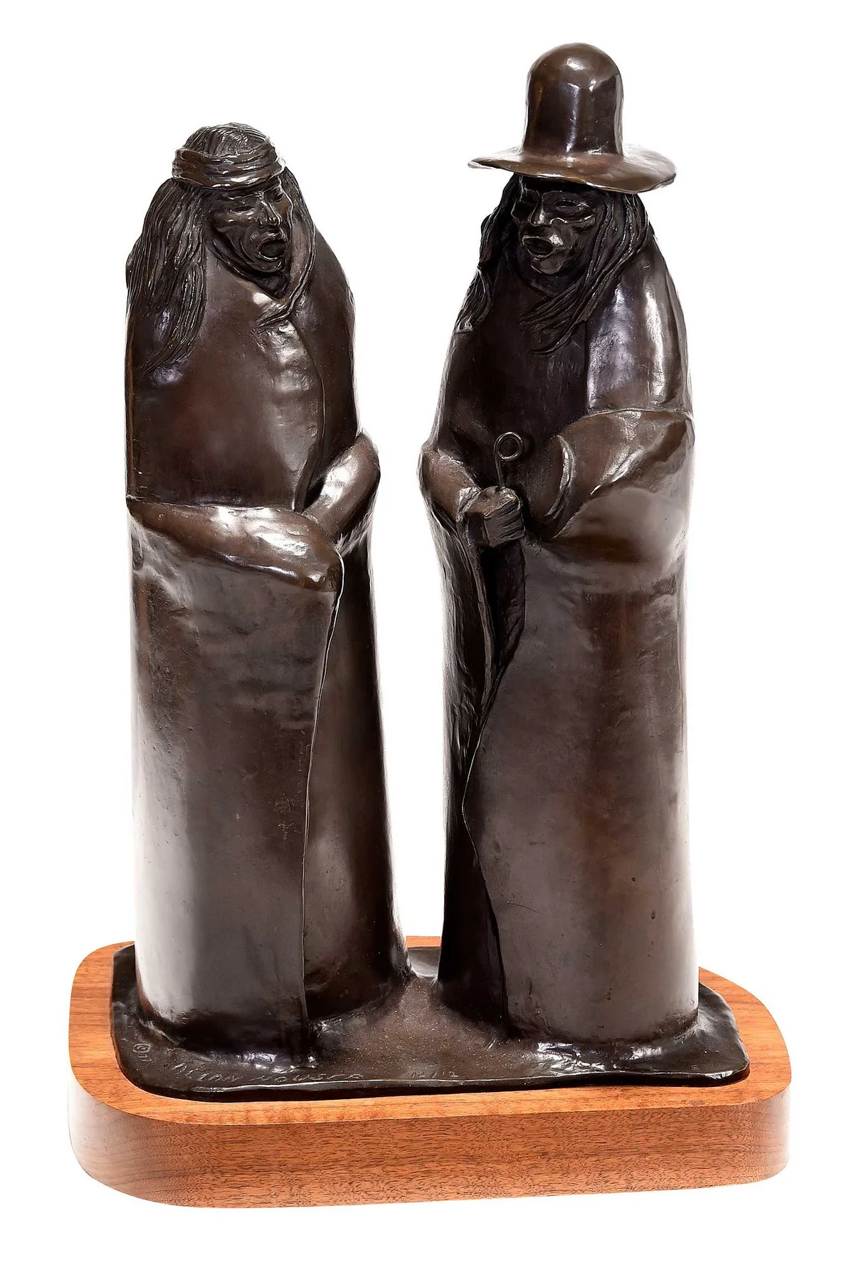 Holders of Knowledge by Allan Houser, 1977, patinated bronze on wood base, sold Oct 2025