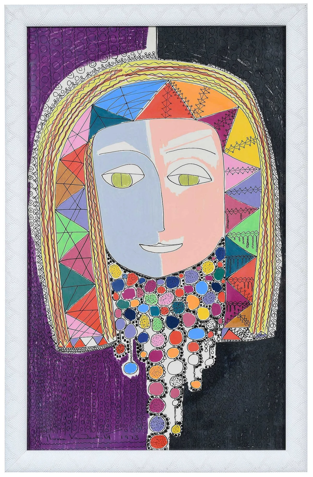 Gloria Vanderbilt, Girl, 1973, mixed media drawing