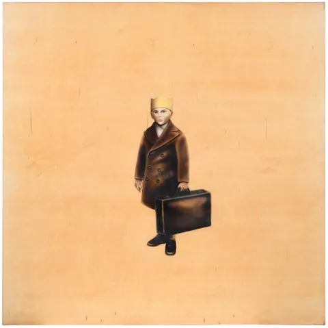 Tony Hernandez, From Cold Country, encaustic and gold leaf on wood