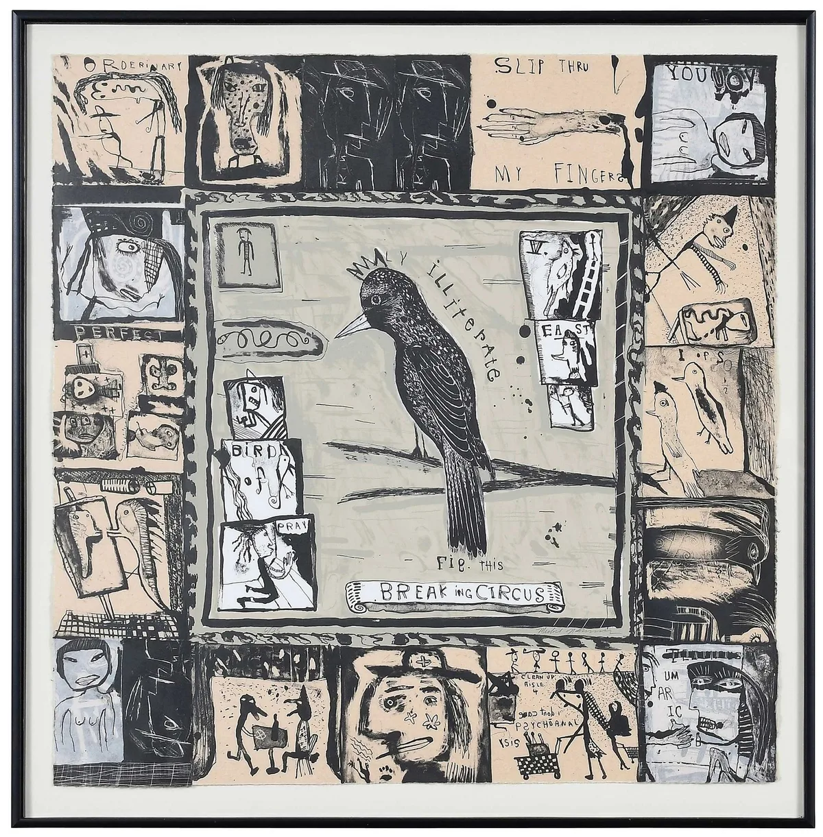 Square Crow by Michael Nakoneczny, 1992, color lithograph on paper, sold Oct 2025