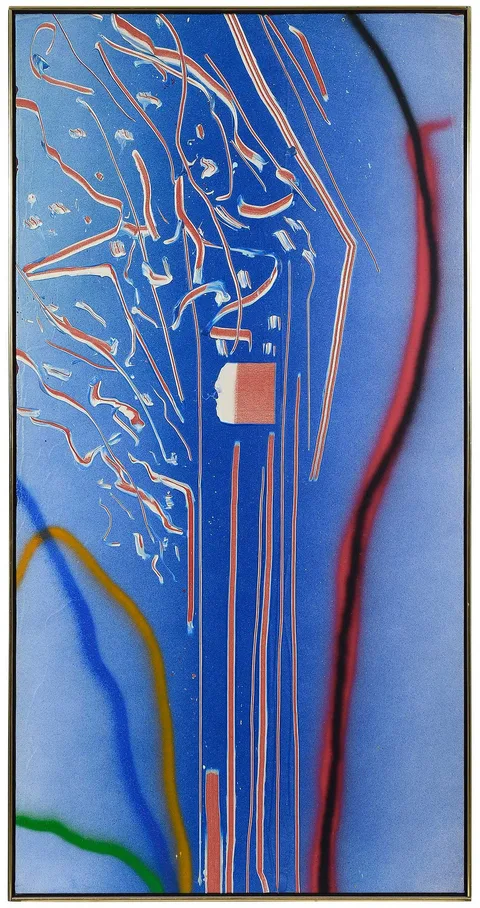 Dan Christensen, Thunder Blue, 1985, and scraped acrylic on canvas