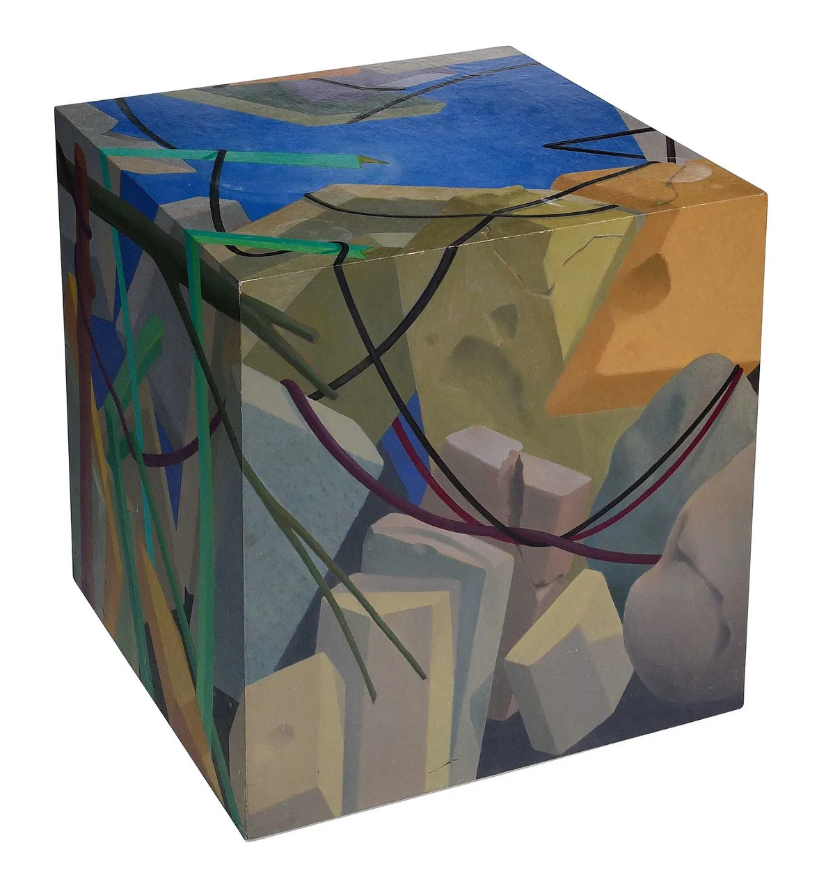 William A. Goodman, Cube No. 7, 1979, oil on plywood
