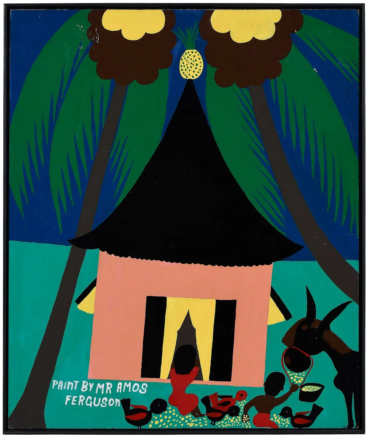 Amos Ferguson, Pink House, paint on board