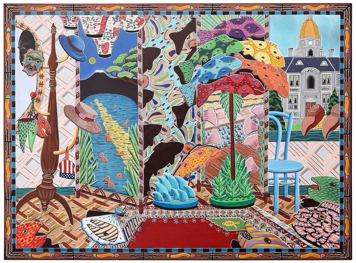 Bert Brouwer, Greetings from Terre Haute: But Life is Still in Flux, 1984, acrylic on canvas