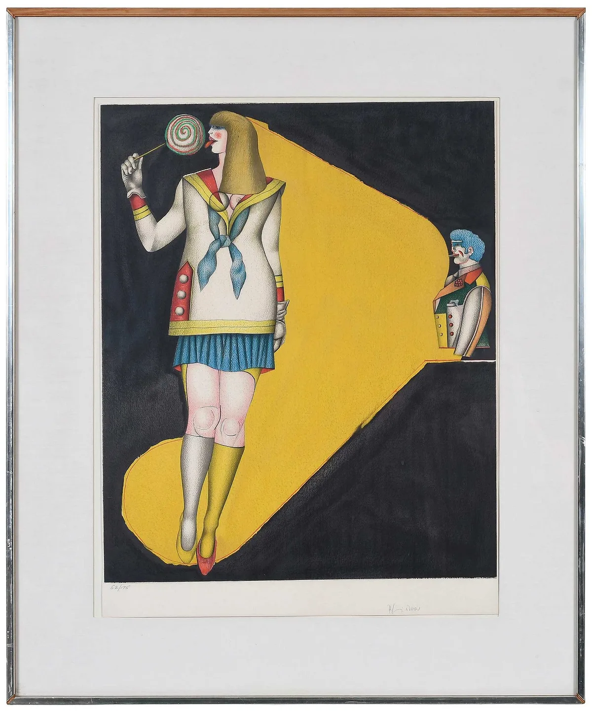 Lithograph by Richard Lindner, 1970, colored lithograph on paper, sold Oct 2025