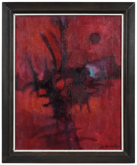 Jesse Redwin Bardin, On Red, oil on canvas