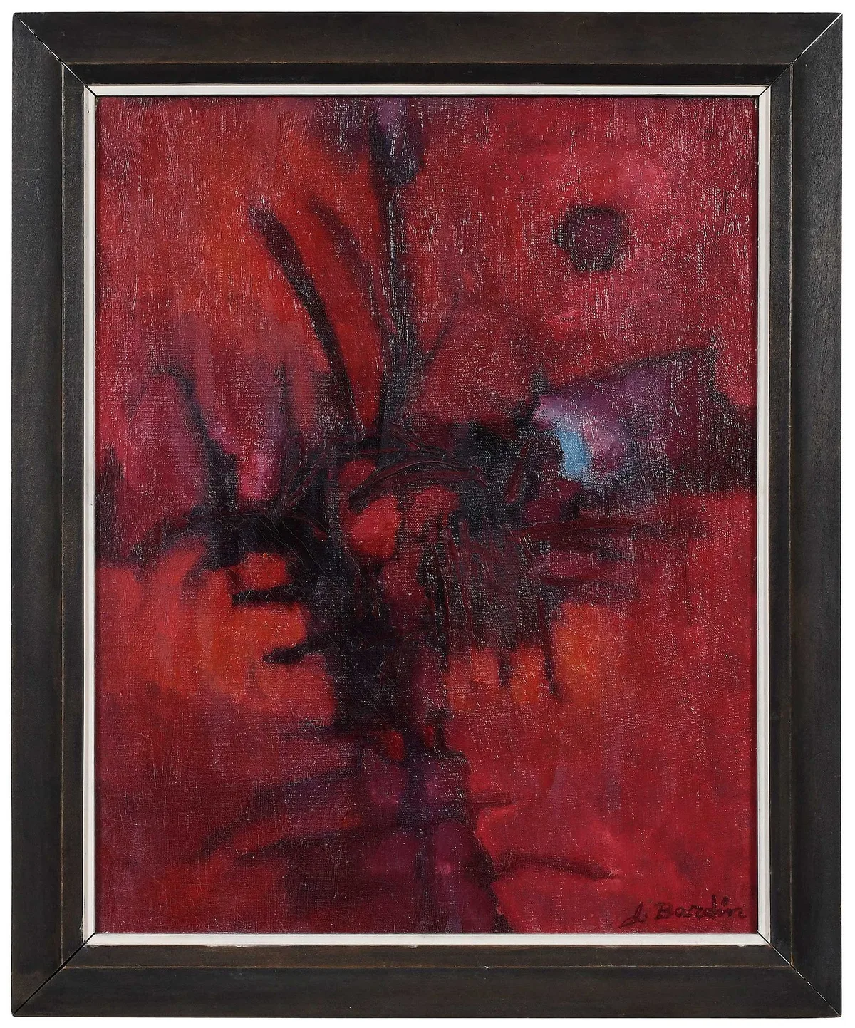 On Red by Jesse Redwin Bardin, oil on canvas, sold Oct 2025
