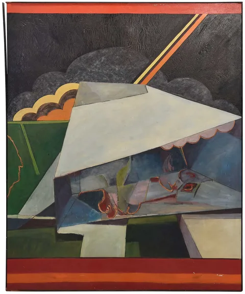 Inner Suburbs by Dean Aydelott, 1969, oil on canvas, offered Mar 2026