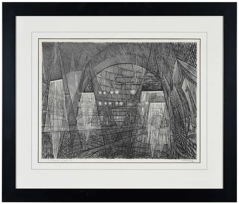 Armin Landeck, Paris Metro, St. Michel Station, 1971, engraving on paper