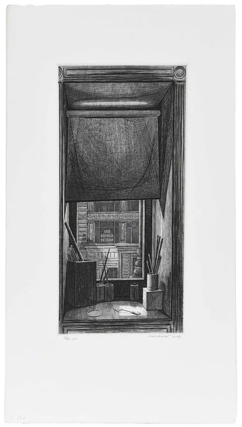 Armin Landeck, Window on 14th Street, 1949, pencil inscription lower left "K103"