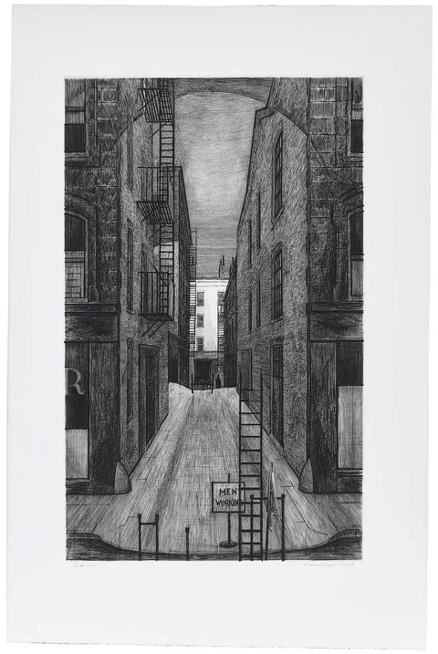 Armin Landeck, Narrow Street, 1949, pencil inscription lower left "K102"