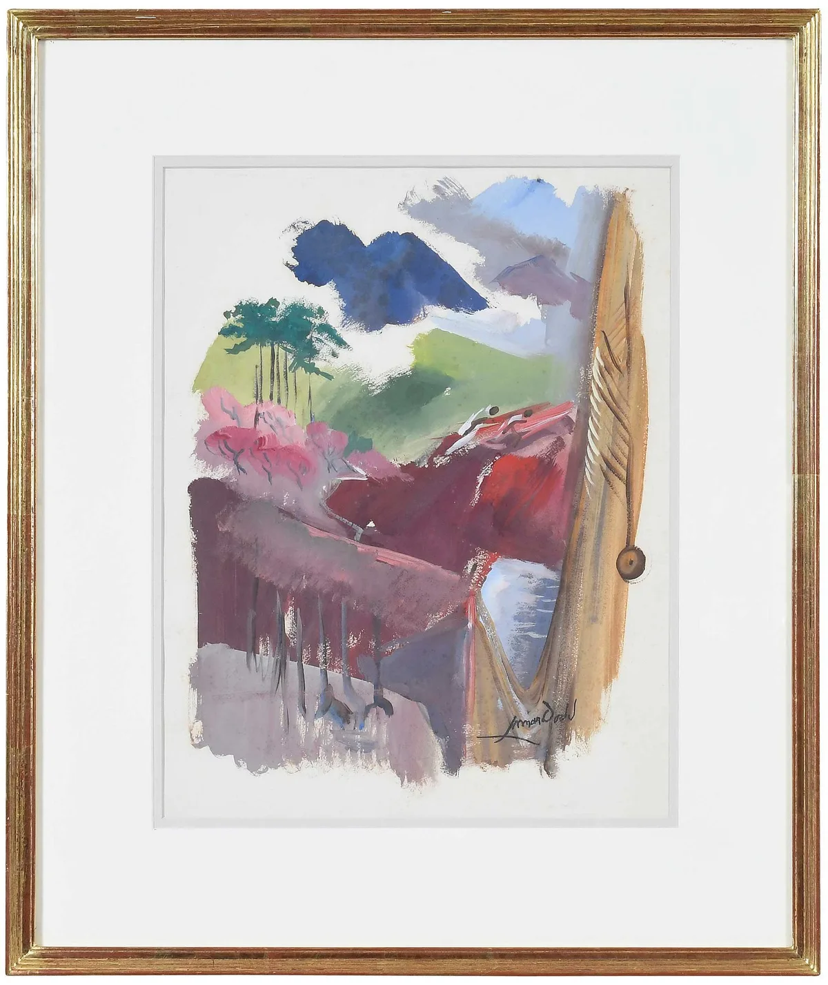 Lamar Dodd, Georgia Landscape, gouache on Arches paper