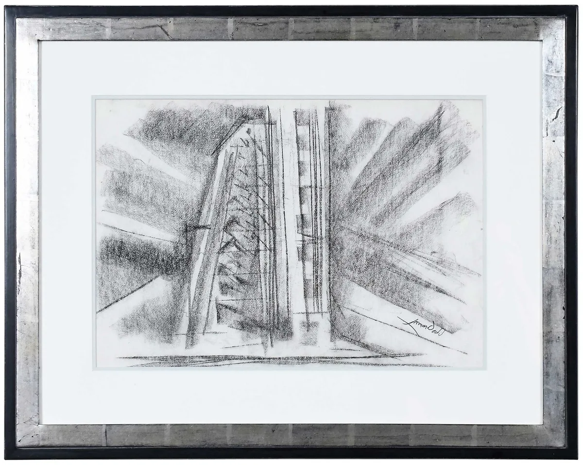 Lighted Gantry by Lamar Dodd, circa 1970, conte crayon on paper, sold Apr 2025