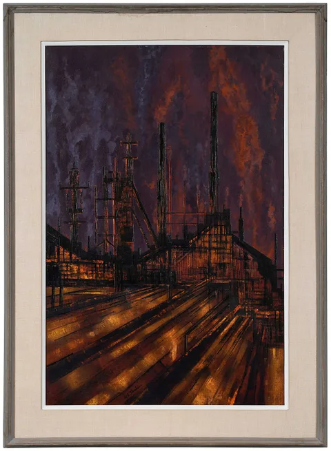 Richard Florsheim, Industrial Scene Painting, oil on canvas