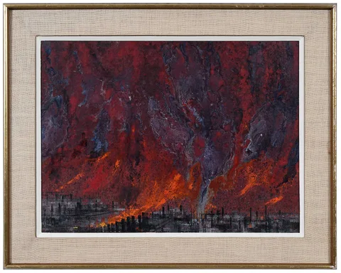 Richard Florsheim, Cityscape Painting, oil on canvas