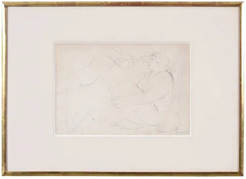 Giacomo Manzù, The Awakening, India ink on cream wove paper