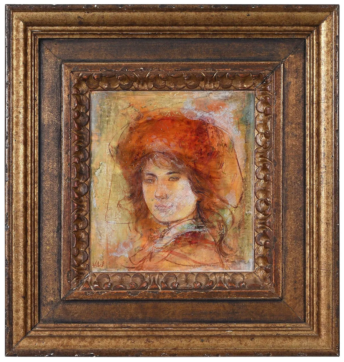 Portrait by Edna Hibel Plotkin, oil on board, sold Apr 2025