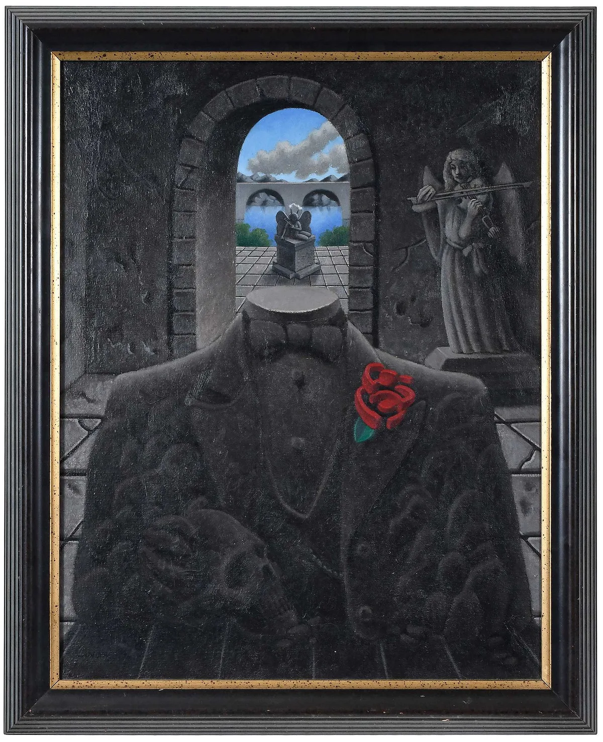 Surrealist Portrait by Julian Landa, 1992, oil on canvas, sold Apr 2025