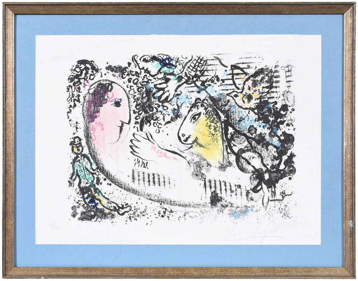 Marc Chagall Lithograph, Reverie (M. 605), 1969, color lithograph on double page BFK Rives wove paper