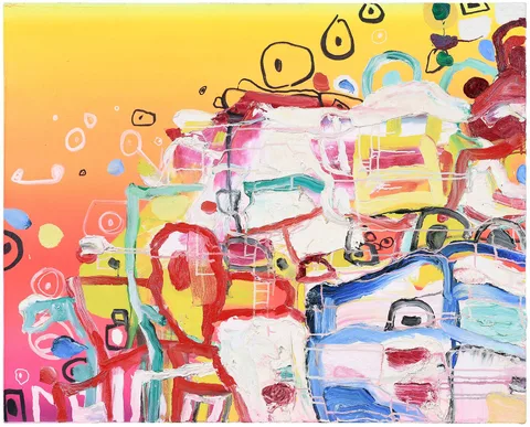 Abstract Painting by Frank Holliday, 2004, oil with mixed technique on canvas, sold Apr 2025