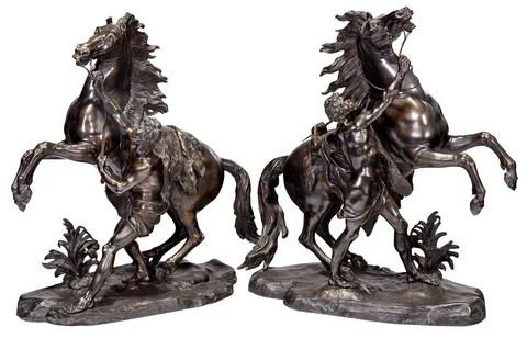 Guillaume Coustou the Elder, Marly Horses, patinated bronze