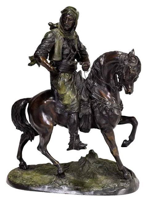 Le Cavalier Arabe by Antoine-Louis Barye, patinated bronze, sold Oct 2024