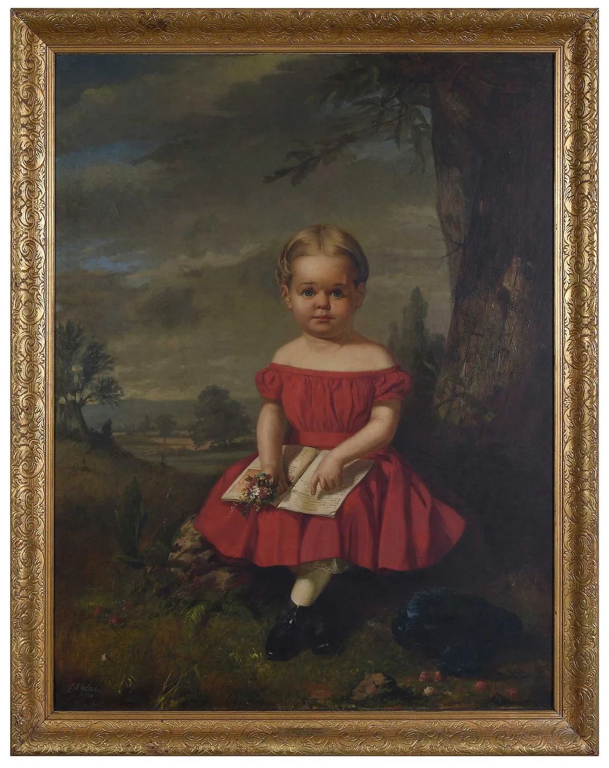 John Bernard Whittaker, Portrait of Young Girl in Red Dress, 1964, oil on canvas
