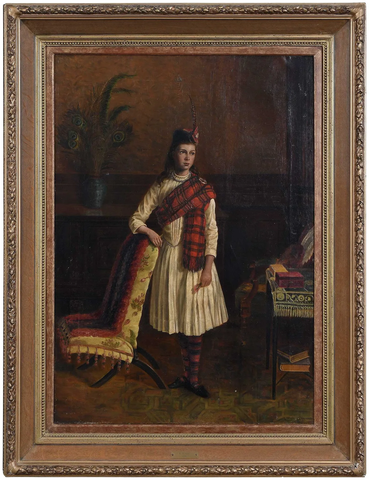 Matthew Hyslop, Portrait of a Girl in Tartan, oil on canvas