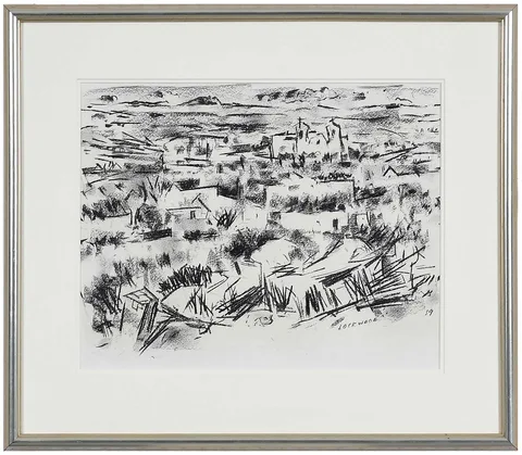 Ward Lockwood, Desert Landscape, black conte on paper
