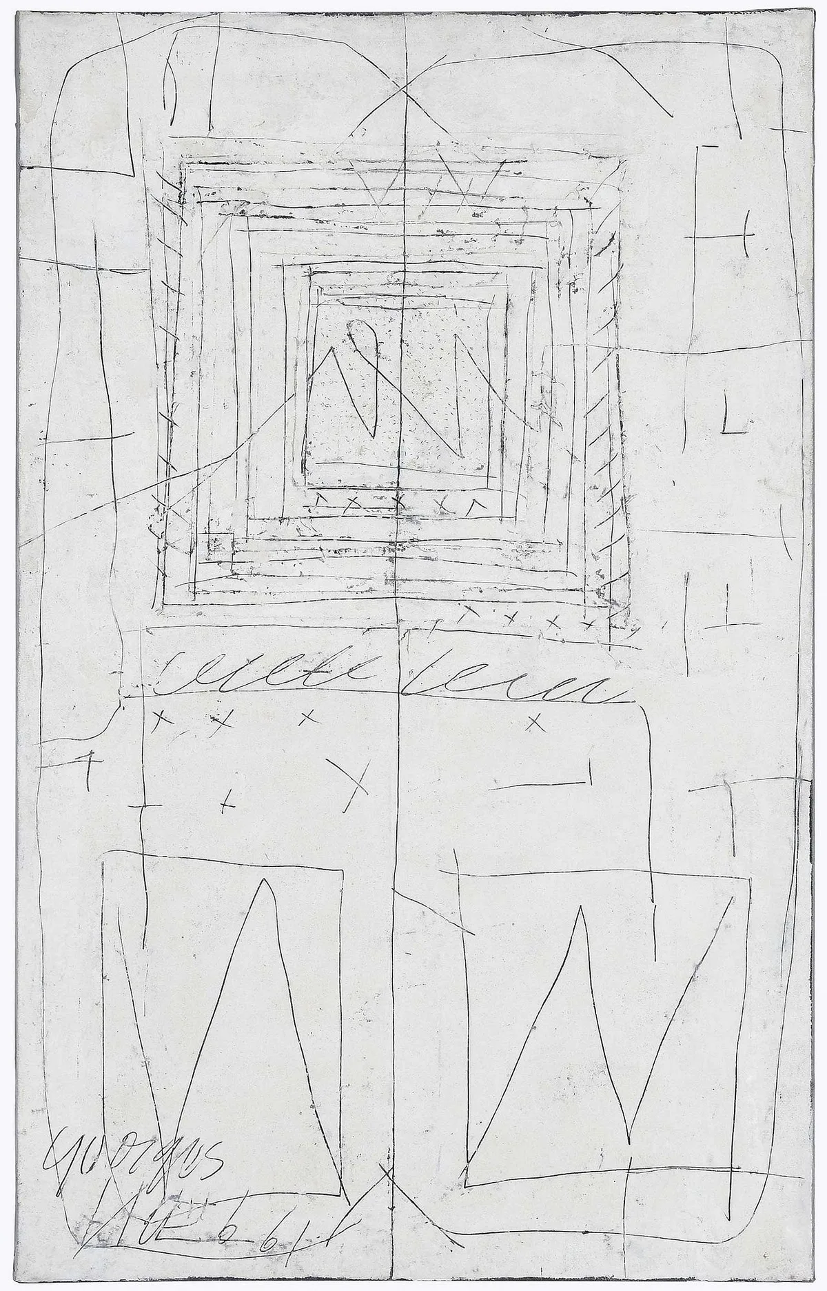 Pur Palimpseste by Georges Noël, 1961, mixed media including powdered pigments, sold Oct 2024