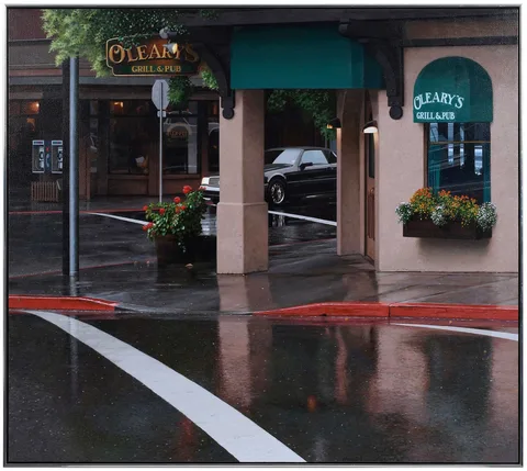 Gus Heinze, Afternoon Coffee, 1993, acrylic on gesso panel