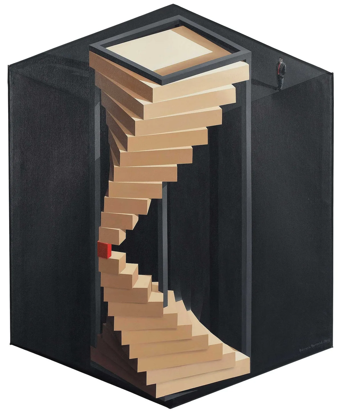 Adriana Margalef, Andamio con giro II (Scaffolding with twist II), 2010, acrylic on hexagon canvas