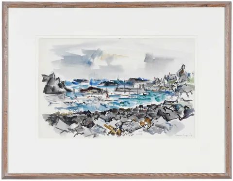 Lamar Dodd, Hilltown, Monhegan scene, no. 408, 1955, watercolor on paper
