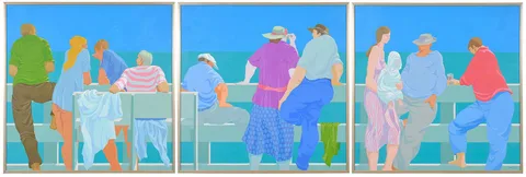 Claude Flynn Howell, Triptych: Beach Pier, 1971, acrylic