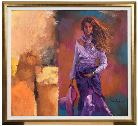 Woman in a Purple Dress by Nicola Simbari, oil on canvas, sold Apr 2026